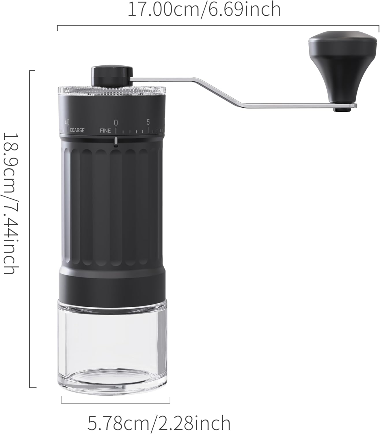 Ręczny młynek do kawy zewnętrzny regulowany z precyzyjnym ceramicznym mechanizmem stożkowym, 40-stopniowa regulacja, odpowiedni do aeropress, Pour Over i Moka
