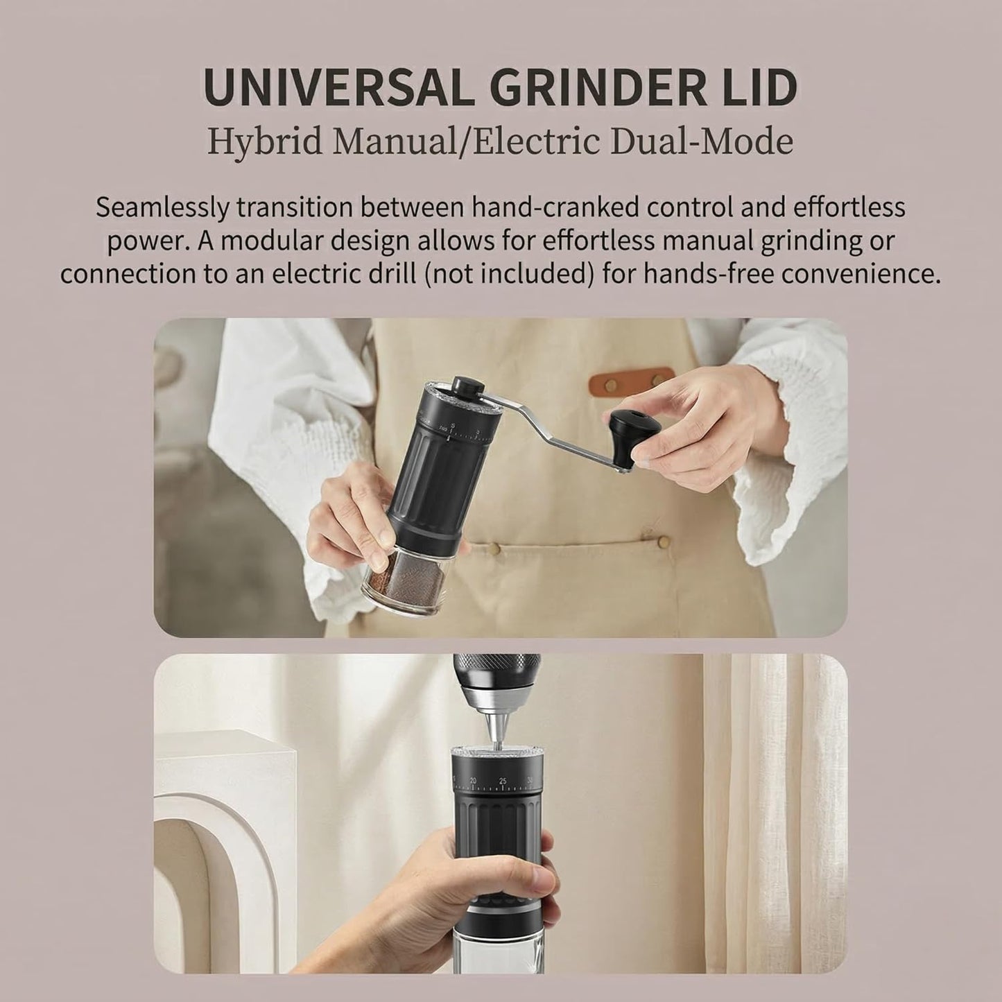 Ręczny młynek do kawy zewnętrzny regulowany z precyzyjnym ceramicznym mechanizmem stożkowym, 40-stopniowa regulacja, odpowiedni do aeropress, Pour Over i Moka