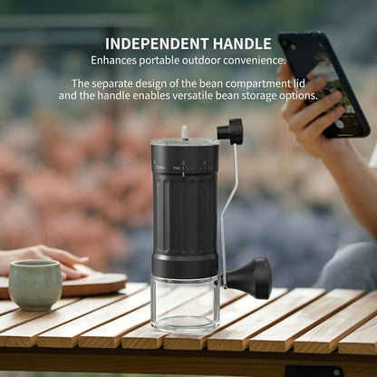 Ręczny młynek do kawy zewnętrzny regulowany z precyzyjnym ceramicznym mechanizmem stożkowym, 40-stopniowa regulacja, odpowiedni do aeropress, Pour Over i Moka