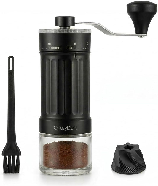 Ręczny młynek do kawy zewnętrzny regulowany z precyzyjnym ceramicznym mechanizmem stożkowym, 40-stopniowa regulacja, odpowiedni do aeropress, Pour Over i Moka